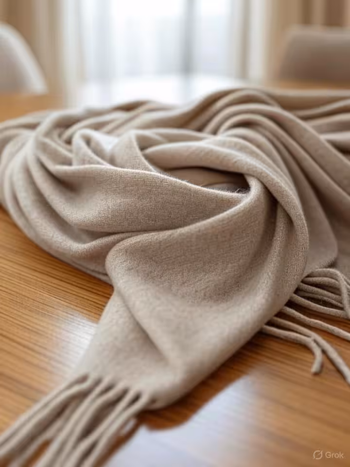 Minimalist luxury fashion detail shot, quiet luxury aesthetic, cashmere and neutral tones, understat